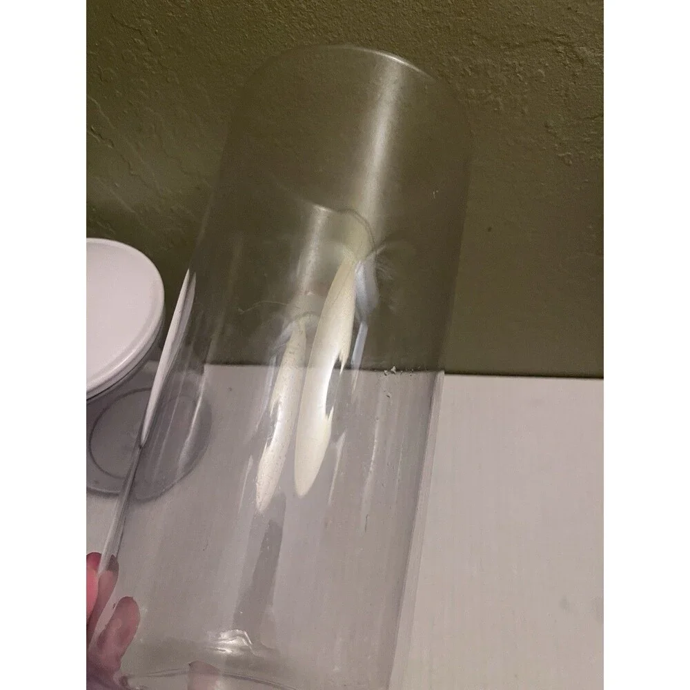 Two Clear FoodSaver Snail Vacuum Seal Canisters Containers Tall Short Extra Lid